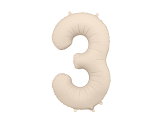 Foil Balloon Number ''3'', 86cm, light warm grey
