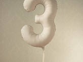 Foil Balloon Number ''3'', 86cm, light warm grey