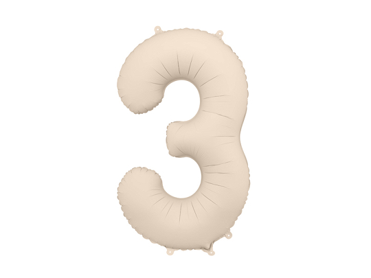 Foil Balloon Number ''3'', 86cm, light warm grey