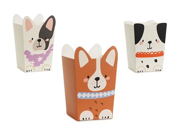 Popcorn boxes Dogs, 8.7x8.7 cm, mix (1 pkt / 6 pc.)