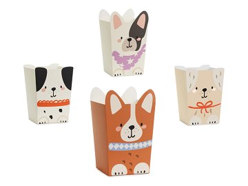 Popcorn boxes Dogs, 8.7x8.7 cm, mix (1 pkt / 6 pc.)