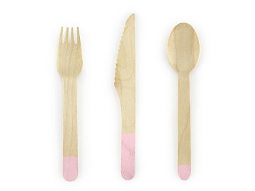 Wooden Cutlery, light pink, 16cm (1 pkt / 18 pc.)