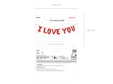 Foil balloon I Love You, 260x40 cm, red