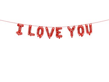 Foil balloon I Love You, 260x40 cm, red