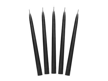 Taper candle, matt, black, 24cm (1 pkt / 10 pc.)