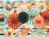 Circus Stripes Plates, 18x18 cm, mix (1 pkt / 6 pc.)