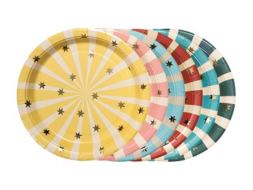 Circus Stripes Plates, 18x18 cm, mix (1 pkt / 6 pc.)