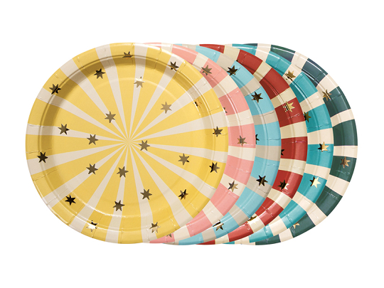 Circus Stripes Plates, 18x18 cm, mix (1 pkt / 6 pc.)
