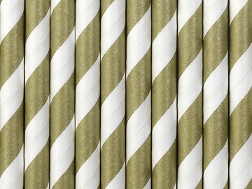 Paper Straws, gold, 19.5cm (1 pkt / 10 pc.)