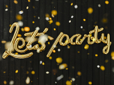 Foil balloon Let's Party, 230x80 cm, gold