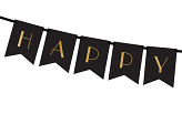 Banner Happy New Year, black, 15 x 170 cm