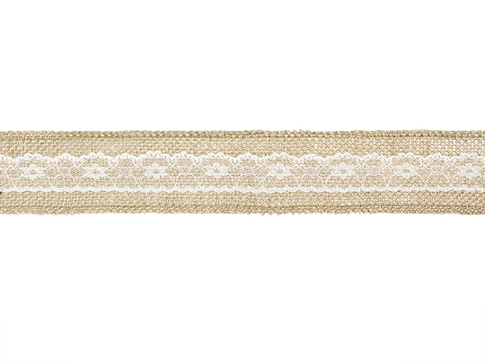 Jute tape with lace, 5x500cm