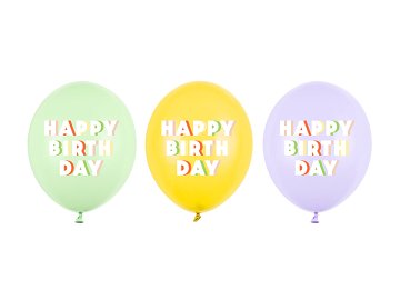 Balloons 30 cm, Happy Birthday, mix (1 pkt / 50 pc.)