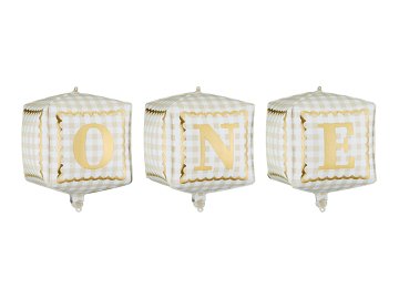 Foil balloons cubes ''One'', 34 x 36 cm, mix (1 pkt / 3 pc.)
