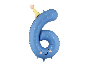 Foil balloon Number ''6'', 86cm, blue