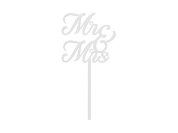 MR & MRS Acrylic Cake Topper, white, 16.5 cm