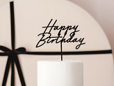 Acrylic cake topper ''Happy Birthday'', black, 16.5 cm