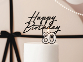 Acrylic cake topper ''Happy Birthday'', black, 16.5 cm