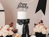 Acrylic cake topper ''Happy Birthday'', black, 16.5 cm
