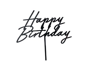 Acrylic cake topper ''Happy Birthday'', black, 16.5 cm