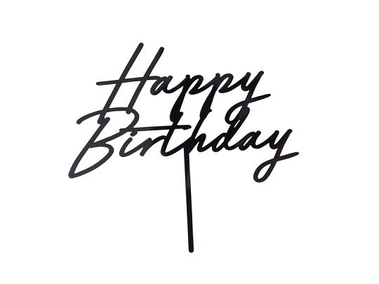 Acrylic cake topper ''Happy Birthday'', black, 16.5 cm