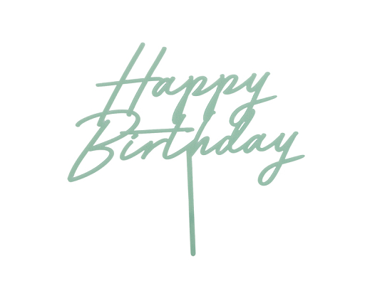 Acrylic cake topper ''Happy Birthday'', green, 16.5 cm