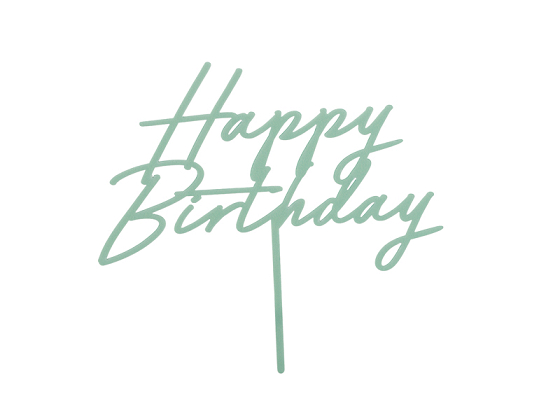 Acrylic cake topper ''Happy Birthday'', green, 16.5 cm