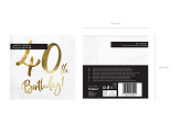 Napkins 40th Birthday, white, 33x33cm (1 pkt / 20 pc.)