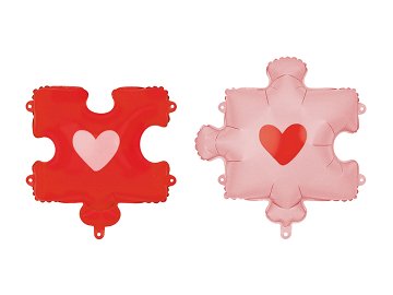 Foil balloons Heart puzzles, 53-55 x 59-67 cm, red-pink (1 pkt / 2 pc.)