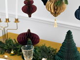 Paper honeycomb ornament Icicle, burgundy, 10x15 cm
