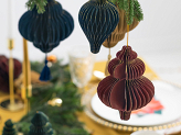 Paper honeycomb ornament Icicle, burgundy, 10x15 cm