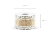 Jute tape with lace, 5x500cm