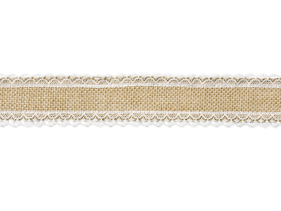 Jute tape with lace, 5x500cm