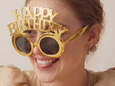 Glasses Happy Birthday, 16.5x11.5 cm, cold gold