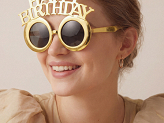 Glasses Happy Birthday, 16.5x11.5 cm, cold gold