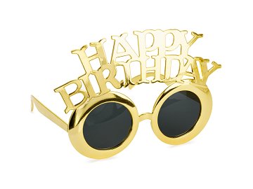 Glasses Happy Birthday, 16.5x11.5 cm, cold gold