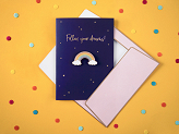 Card with enamel pin Rainbow, 10.5x14.8cm