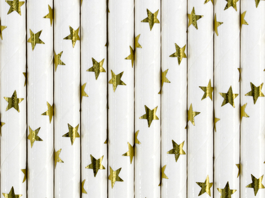 Paper Straws, gold, 19.5cm (1 pkt / 10 pc.)