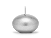 Floating candle disc, metallic, silver, 4cm (1 pkt / 50 pc.)