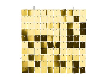 Sequin backdrop panel, square-shape, golden colour, 30x30 cm