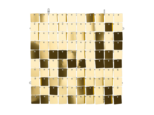 Sequin backdrop panel, square-shape, golden colour, 30x30 cm