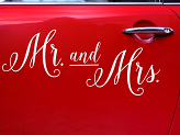 Wedding day car sticker - Mr. and Mrs.