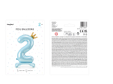 Standing foil balloon Number ''2'' , 84 cm,  sky-blue