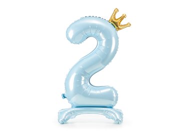 Standing foil balloon Number ''2'' , 84 cm,  sky-blue