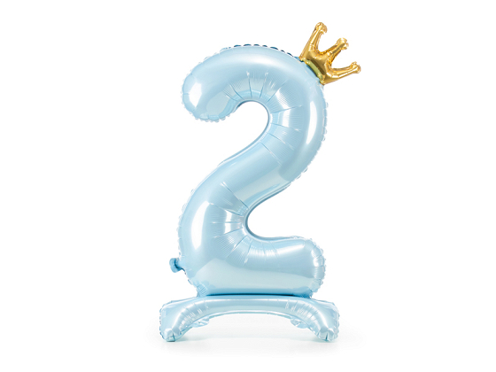 Standing foil balloon Number ''2'' , 84 cm,  sky-blue