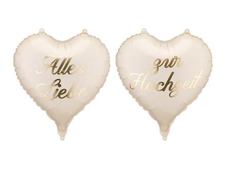 Foil balloons hearts ''Alles Liebe zur Hochzeit'', 45 cm, mix