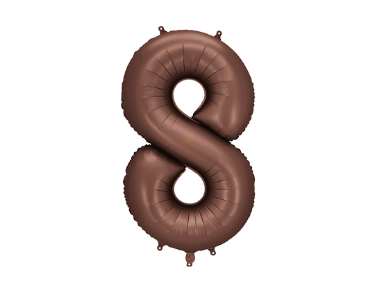Foil Balloon Number ''8'', 86 cm, mocha
