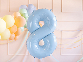 Foil Balloon Number ''8'', 72cm, light blue