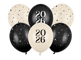 Balloons 30 cm, Happy New Year 2026, Pastel Mix (1 pkt / 6 pc.)