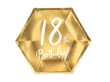 Plates 18th Birthday, gold, 20cm (1 pkt / 6 pc.)